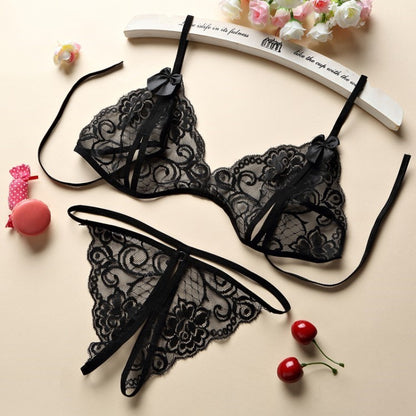 Women Lace Tulle Lingerie Set Nighty Undergarment Set