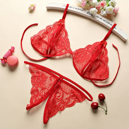 Women Lace Tulle Lingerie Set Nighty Undergarment Set
