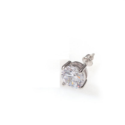 European And American Ins Classic Round Large Zircon Hip Hop Stud Earrings Silver Needle 925 Anti-allergy