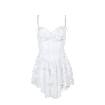 Fashion Temperament Slim Fit Lace Lotus Leaf Dress