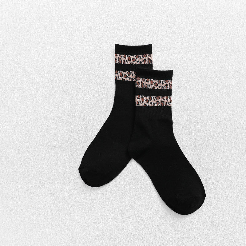 Female Socks Leopard-print Cotton Pure Stockings