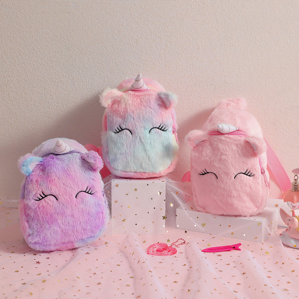 Cartoon Plush Squinting Chest Shoulder Messenger Bag