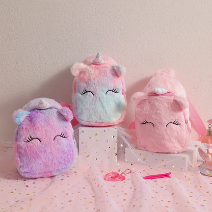 Cartoon Plush Squinting Chest Shoulder Messenger Bag
