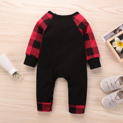 Santa's Elk Romper Red Plaid Christmas Romper