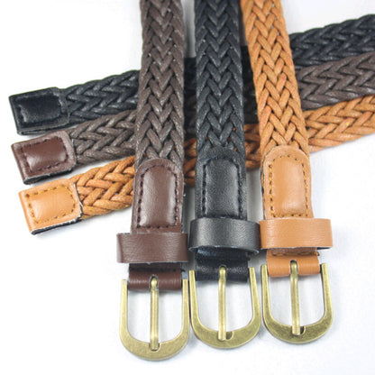Vintage Style Alloy Pin Buckle Wax Rope Braided Belt