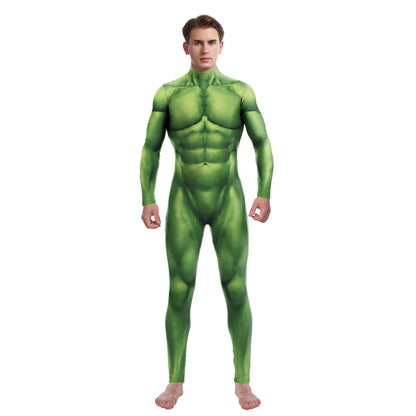Cosplay Costume Muscle 3D Printing Male Long Sleeve Halloween Carnival Jumpsuits
