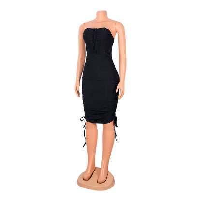Pleated Ladies Wrap Hip Skirt Wrap Party Dress