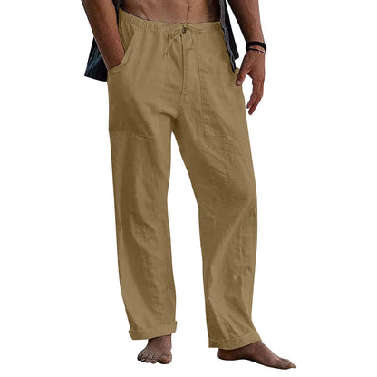 Drawstring Casual Men's Pants Summer Solid Color Trousers