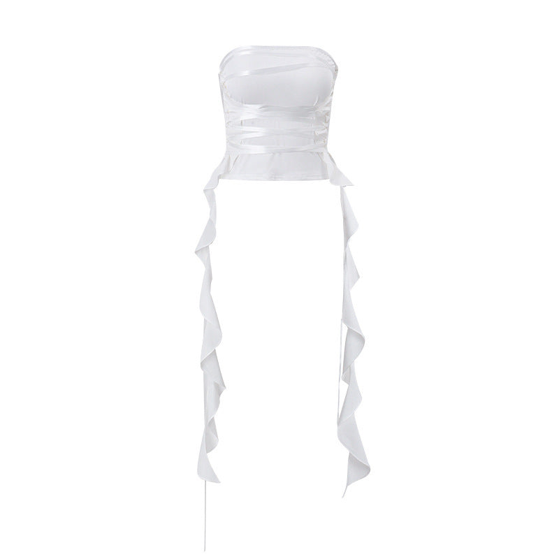 Fashion Lace-up Tube Top Slim Hot Girl Vest Summer Womens Clothing