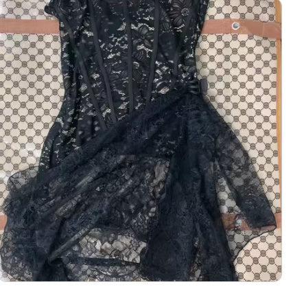 Strapless Lace Dress Party Women Fashion And Slim Skirt With Back Lace-up Design
