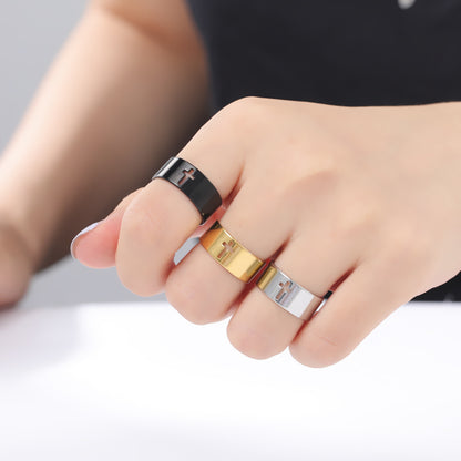 Classic Hollow Cross Stainless Steel Ring