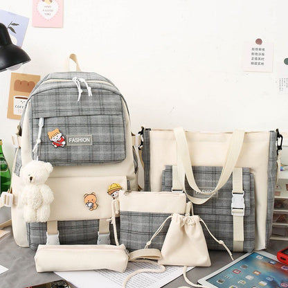 Backpack Japanese Cute Grid Elementary School Book