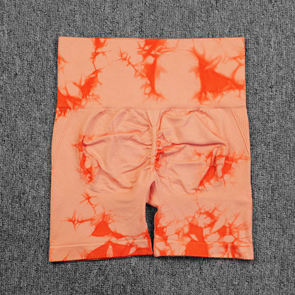 Tie-dye Printed Yoga Pants Summer Quick-drying Fitness Shorts High-waisted Hip-lifting Leggings Women Pants