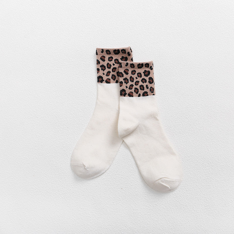 Female Socks Leopard-print Cotton Pure Stockings