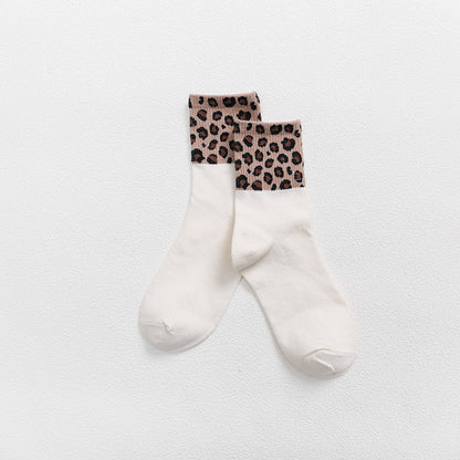 Female Socks Leopard-print Cotton Pure Stockings