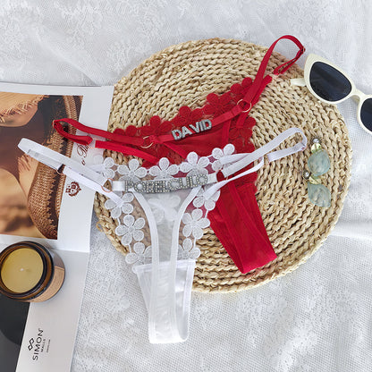 European And American Girls Sweet Embroidery Princess Mesh T-back And Breathable Adjustable Thin Band T-shaped Panties