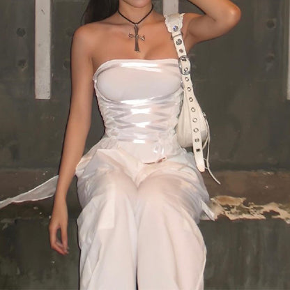 Fashion Lace-up Tube Top Slim Hot Girl Vest Summer Womens Clothing