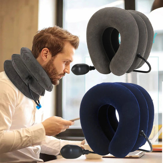 Neck Support Cushion Inflatable Air Cervical Neck Traction Device Body Relaxing Tractor Support Massage NECK Pillow