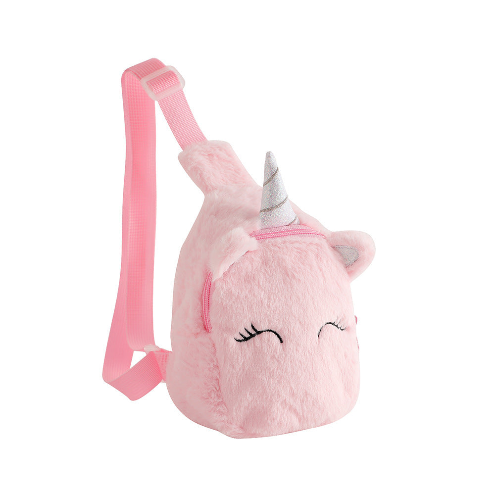 Cartoon Plush Squinting Chest Shoulder Messenger Bag