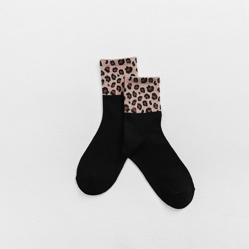 Female Socks Leopard-print Cotton Pure Stockings