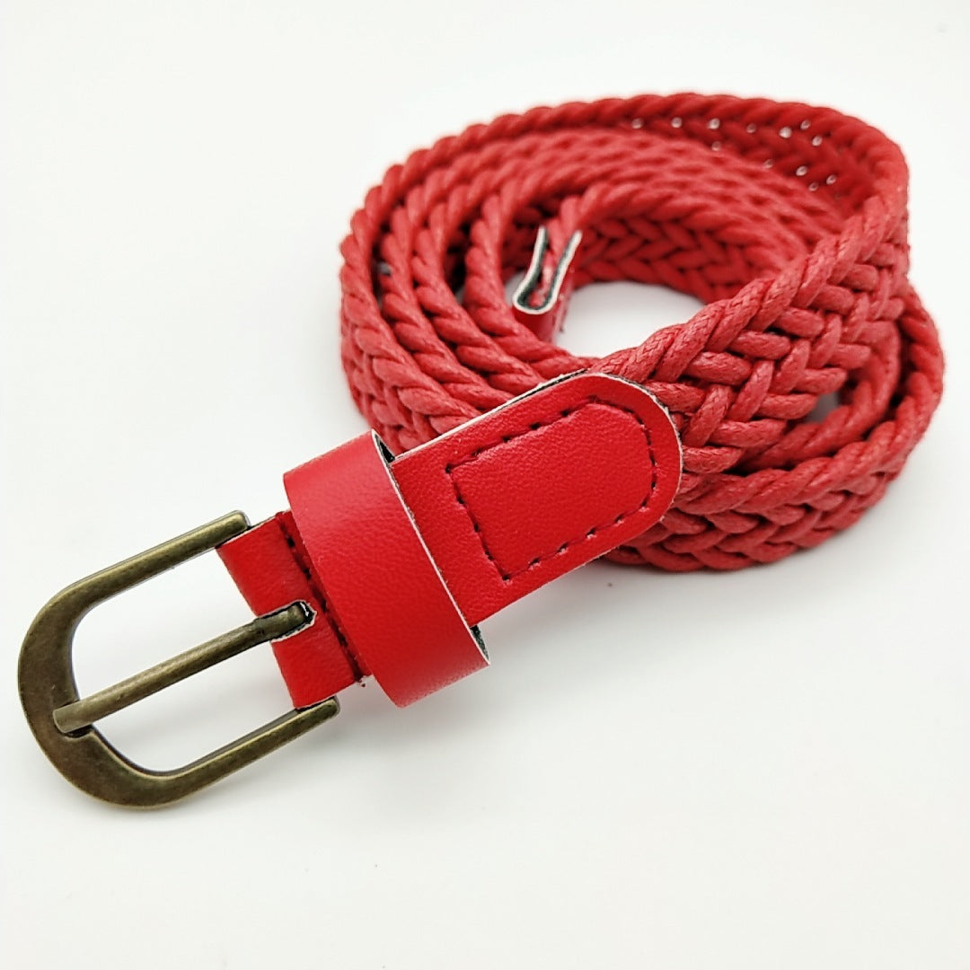 Vintage Style Alloy Pin Buckle Wax Rope Braided Belt