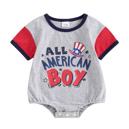 Baby Boy Color Matching Letters Printed Romper