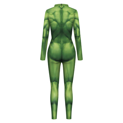 Cosplay Costume Muscle 3D Printing Male Long Sleeve Halloween Carnival Jumpsuits