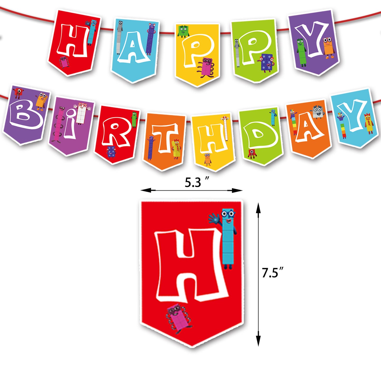 Numberblocks Theme Balloon Pull Flag Set Birthday Party Decoration