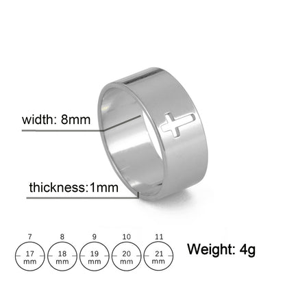 Classic Hollow Cross Stainless Steel Ring